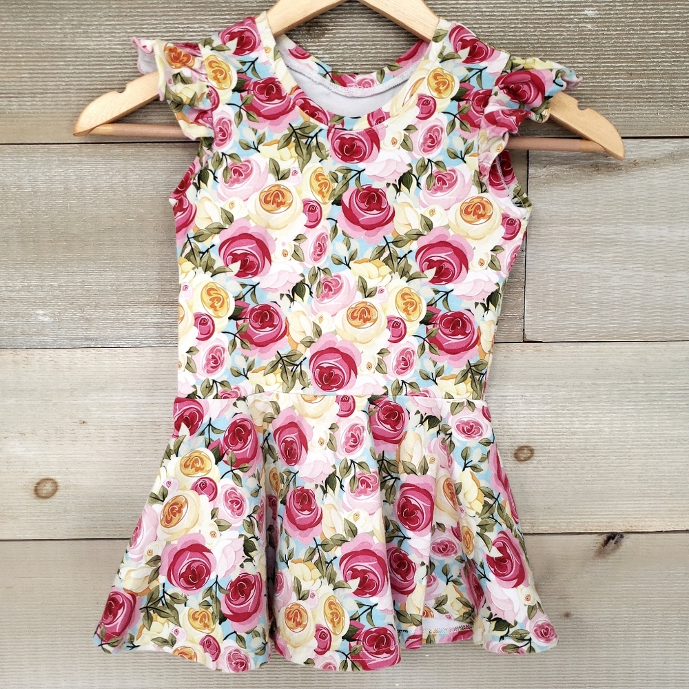 Girls Floral Print Peplum Top